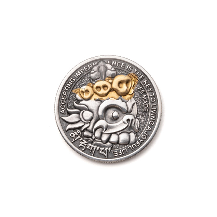 「微笑むドクロ・スケッチ」鑑賞用コイン·金銀版· / 27500円
