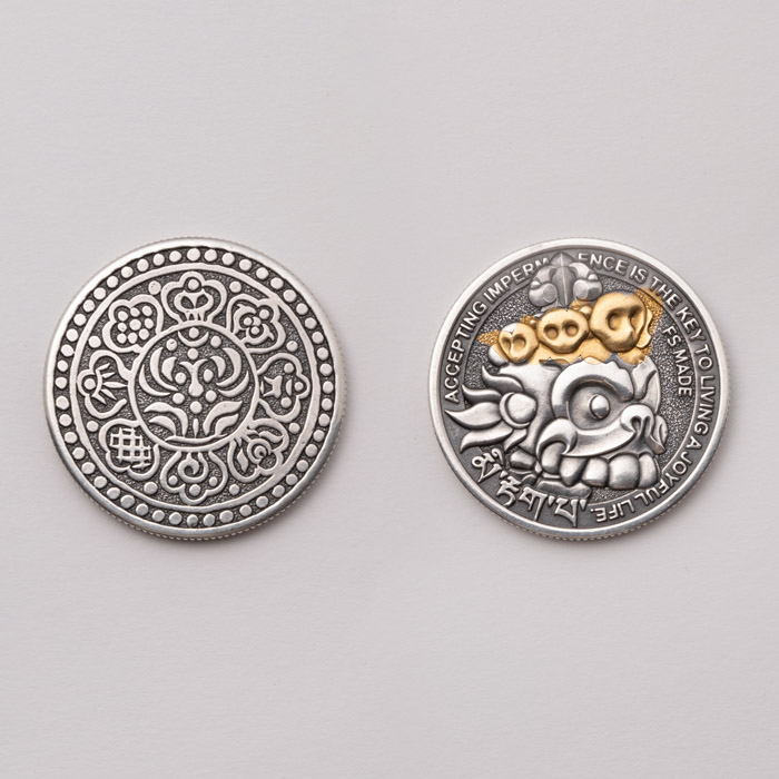 「微笑むドクロ・スケッチ」鑑賞用コイン·金銀版· / 27500円